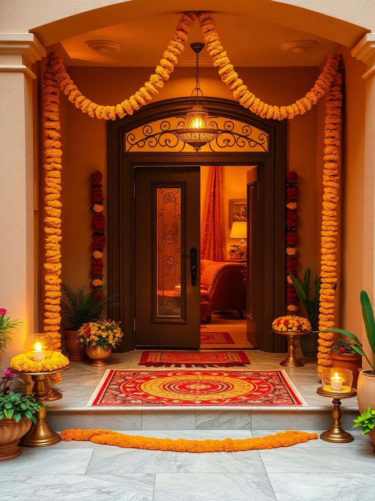 House warming ceremony photo ideas at a decorated entrance